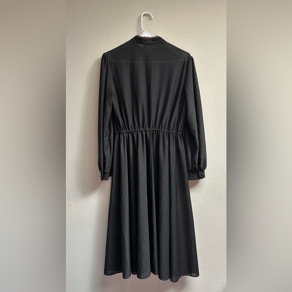 Vintage Jane Baar New York Black Ruffle Midi Dress (Size L) - Picture 7 of 10